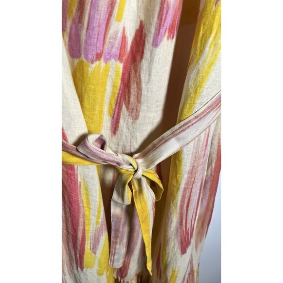 Anthropologie X Little Lie Costa Rica One Shoulder 10% Linen MIDI Dress Sz Med - Picture 6 of 11